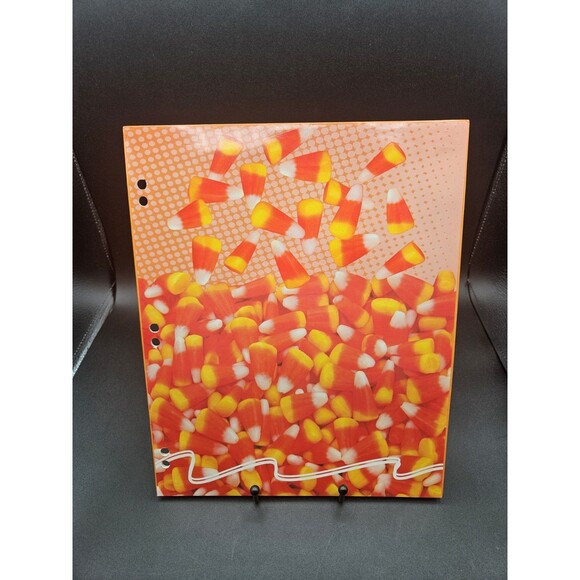 Vintage Pentech Candy Corn Swoosh 2 Pocket Folder Halloween Candy Nostalgia Gift - Picture 1 of 3